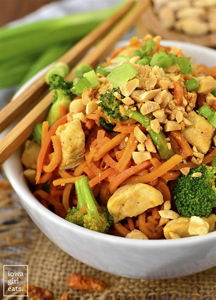 Thai Peanut Chicken and Sweet Potato Noodles